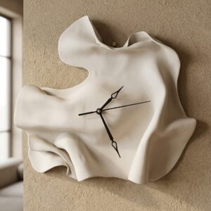 Sculptural Draped Fabric Wall Clock White 35% off