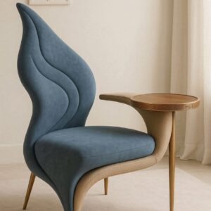 Sculptural Armchair with Built-in Side Table 33% off
