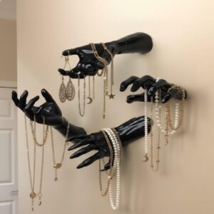 Black Wall-Mounted Hand Jewelry Holder - Set of 4 39% off